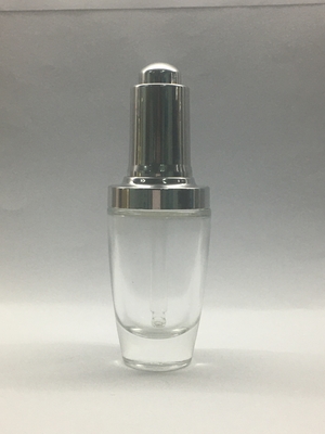Van de het Druppelbuisjefles 30ml van het luxe het Duidelijke Glas Zilveren Druppelbuisje voor Serumetherische olie
