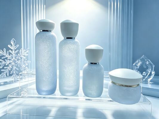 Premium glazen flessen en potten met pomp/spray en witte doppen, krakenpatroon voor cosmetica, gezichtscrème, lotion, serum, toner, huidverzorging, 120ml/100ml/40ml/50g/30g