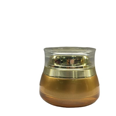 Luxe om van de het Glaskruik 50g MSDS van de Gezichtsvochtinbrengende crème de Kosmetische Kruiken met Gouden Deksels
