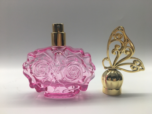 van het het Glasparfum van 30ml 50ml van de Flessenrose shape pink color with de Vlinder GLB
