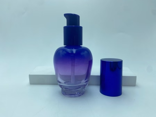 Glaslotion Fles 30ml Blauw Gradiaat Serum Fles met pomp olie Fles pomp fles cosmetische fles OEM