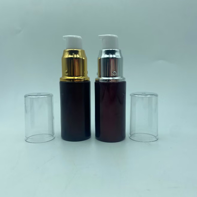 Glass Lotion Bottle 15ml Dark Red Serum Bottle with Shiny Gold/Silver Pump Eye lotion Bottle Pump Bottle Cosmetic Bottle OEM