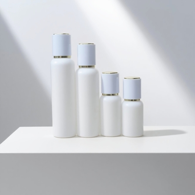 Fabrieksprijs 50ml 100ml 120ml Glazen Lotion Verpakking Lege Witte Lotion Pomp Glazen Fles Huidverzorging Crème Body Set