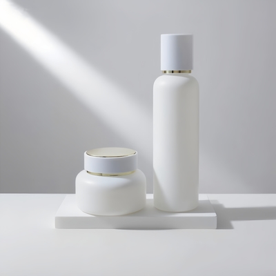 Fabrieksprijs 50ml 100ml 120ml Glazen Lotion Verpakking Lege Witte Lotion Pomp Glazen Fles Huidverzorging Crème Body Set
