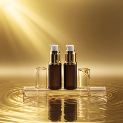 Glas lotion fles 15ml donkerrood serum fles met glanzend goud/zilver pomp ooglotion fles pomp fles cosmetische fles OEM