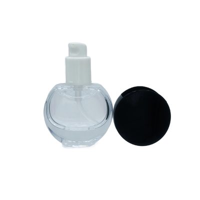 Aanpasbare 30ml Ronde Foundation Glazen Fles met Dikke Bodem, Make-up Primer en Serum Fles voor Cosmetische Producten