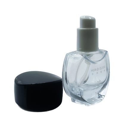Aanpasbare 30ml Ronde Foundation Glazen Fles met Dikke Bodem, Make-up Primer en Serum Fles voor Cosmetische Producten