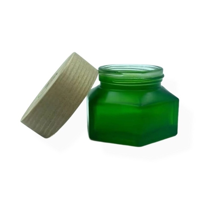 Cosmetische potten Verpakking 50g Smaragd Creme pot met houten afwerking Plastic Cap Cream pot