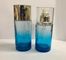 De blauwe Flessen van de Glas Kosmetische Room/de Navulbare Pompfles pasten Embleem en Kleur aan